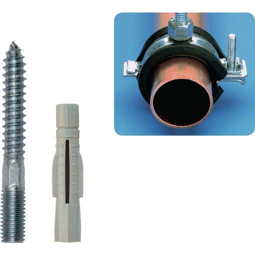 Rohrschellen-Paket G-RS 2, Stockschrauben, Universaldübel